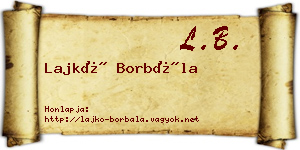 Lajkó Borbála névjegykártya